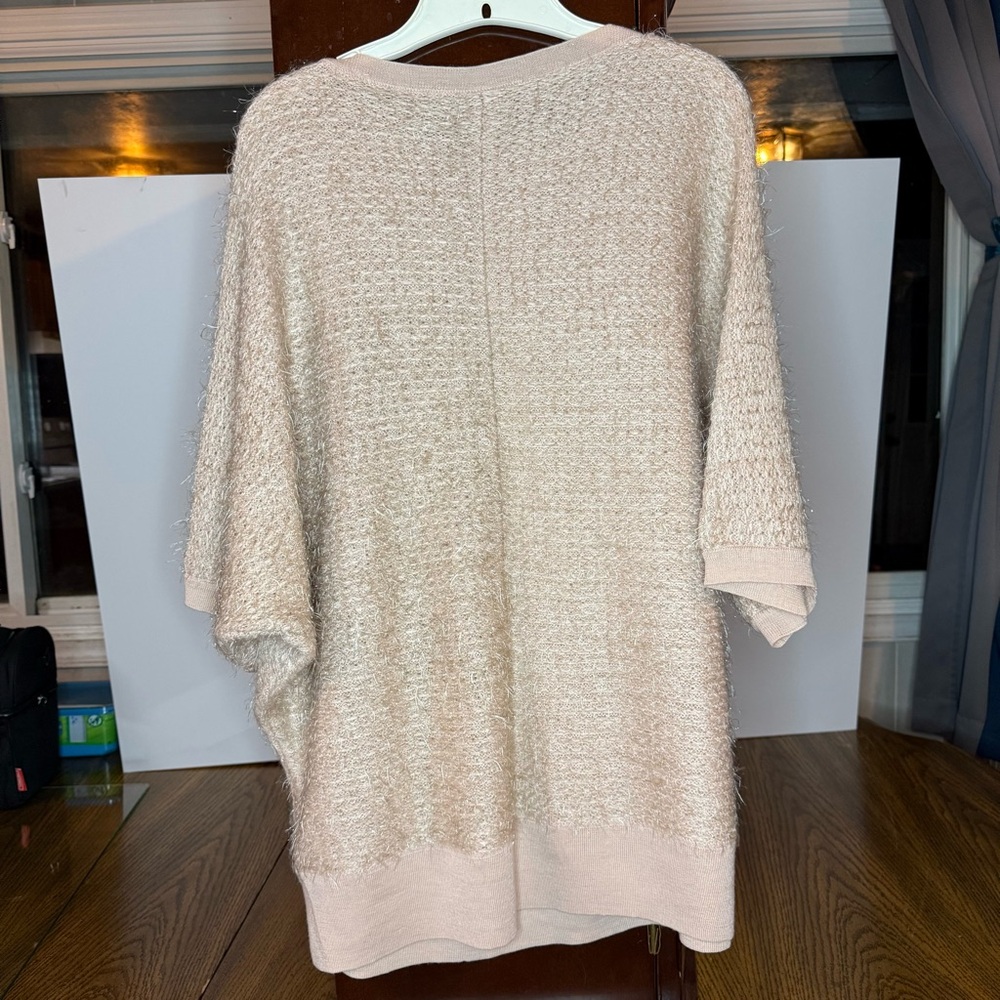 Chico's Size 3 Blush Pink Fuzzy Batwing with Shimmering Highlights Sweater - Picture 4 of 5